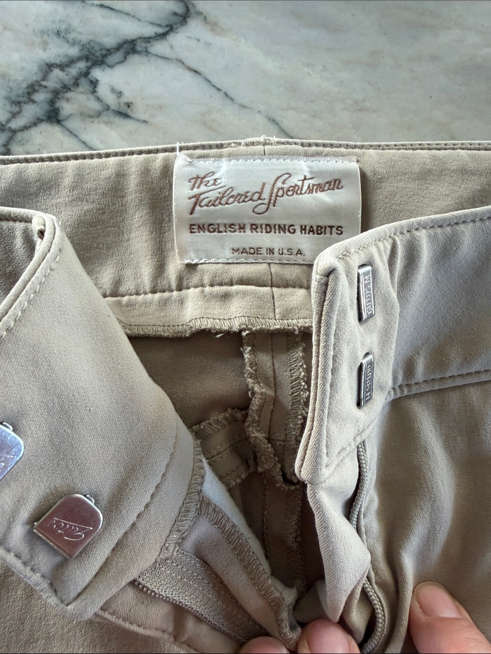 Tailored Sportsman Beige Riding Breeches with Suede Knee Patches - Size 26 - Picture 4 of 10